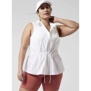 Athleta White Levitate Poplin Tank Top